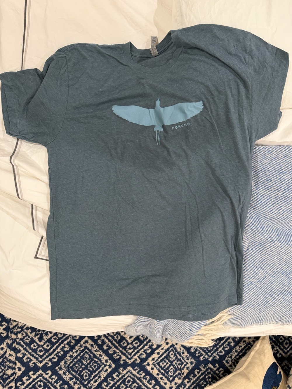 Men's Poncho Teal Graphic Crew Neck T-Shirt XL